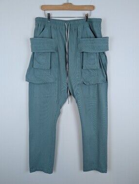 DRKSHDW Rick Owens Creatch Wide-Leg Brushed Cotton-Jersey Drawstring Cargo Pants